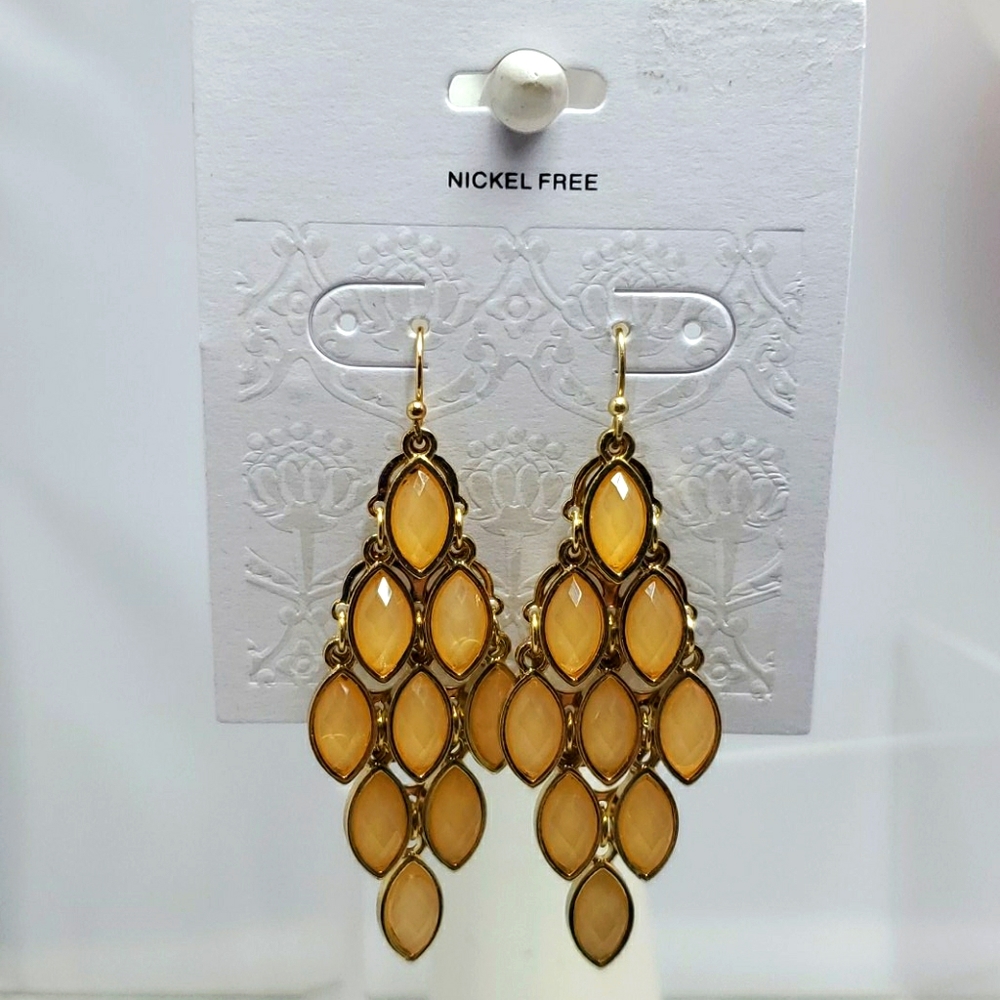 2 for $12 Target Multi stone tan dangle fish hook earrings